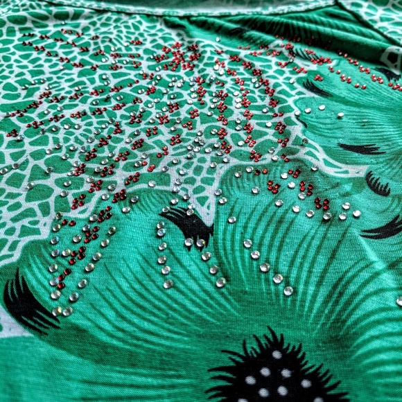 Green floral cap sleeve blouse - Picture 4 of 8